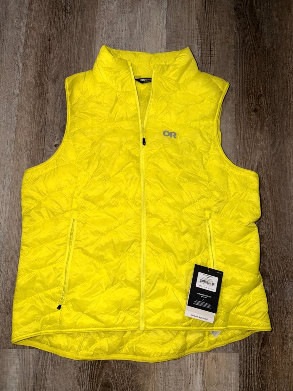 Outdoor Research Womens SuperStrand Lightweight Vest, Neon Yellow, NWT, $149, XL